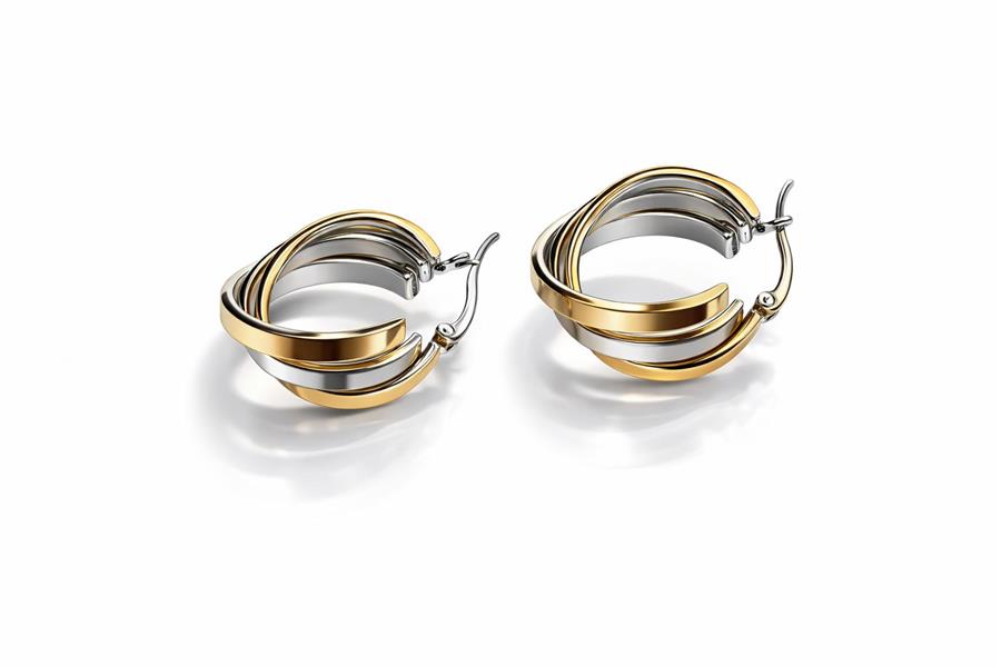 Ann Silver ve Gold Üçlü Halka Küpe